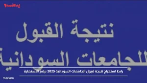 رابط استخراج نتيجة قبول الجامعات السودانية 2025 برقم الاستمارة